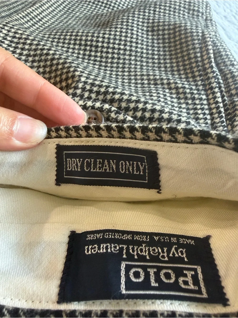 Vintage Ralph Lauren Black and White Houndstooth Dress Pants Office Size 36W